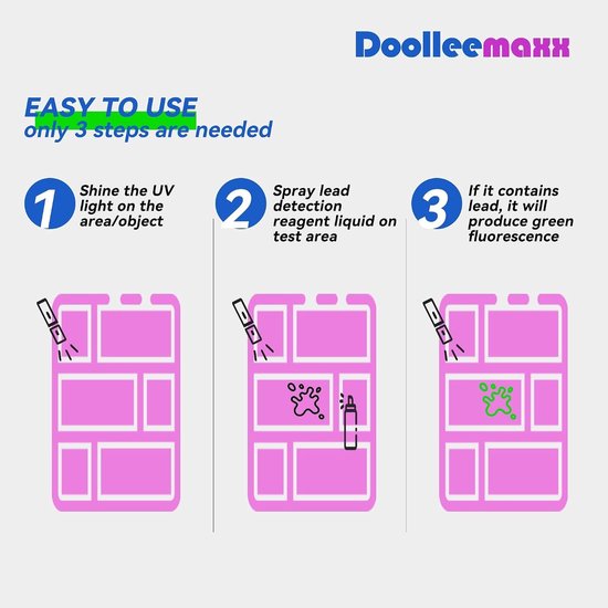 Testset voor Loodverf, tot 4800 toepassingen, eenvoudig te gebruiken voor verf, keramiek en meer, inclusief UV-licht voor zichtbare resultaten, veilig voor thuisgebruik — afbeelding 3