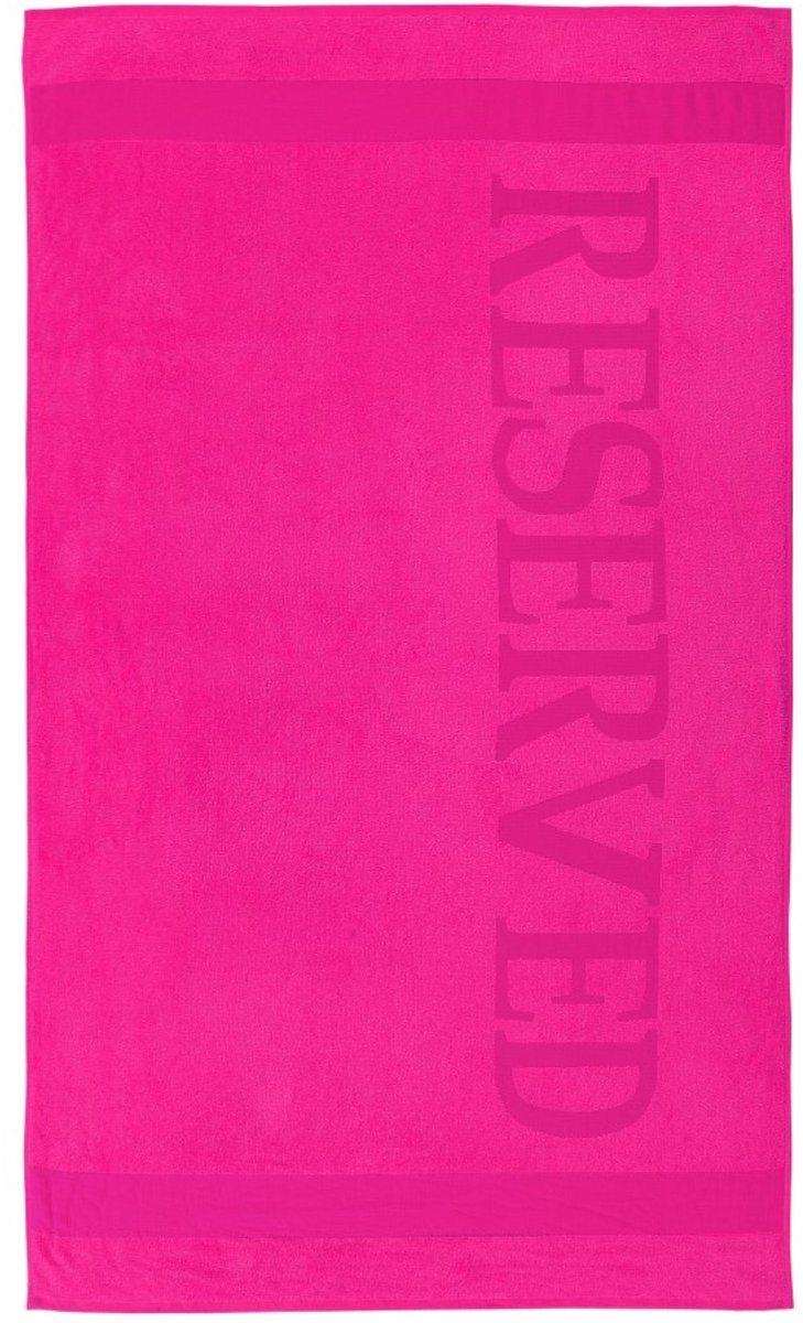 Padiro strandlaken 100 x 180 cm - fuchsia - katoen - ton-sur-ton tekst