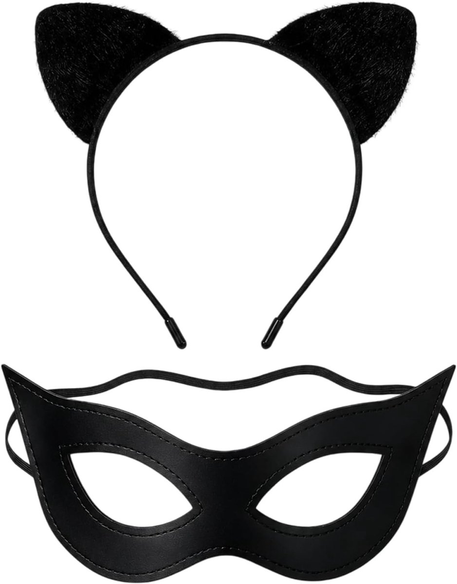 Cat Mask Set voor Dierenfeest, Schattige Kattenkostuums voor Vrouwen en Kinderen