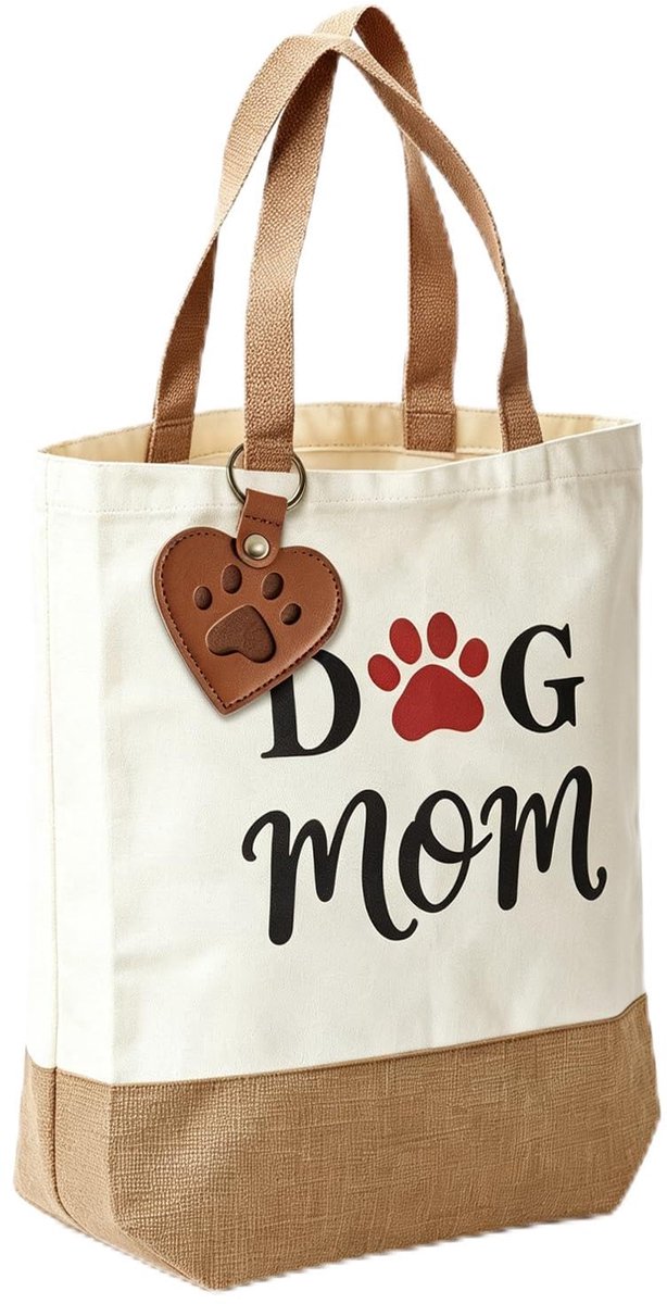 KAHOUI Dog Mom jute tas met hanger, cadeau voor hondenbezitters - ShopVlot