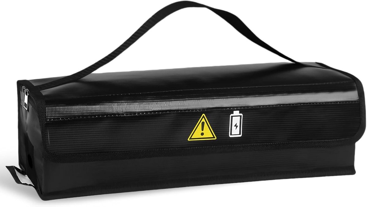 E-bike Accutas - Zwart - 49 x 15 x 15 cm - Vuurvaste en Waterdichte Opbergtas - Voor E-bike Batterijen