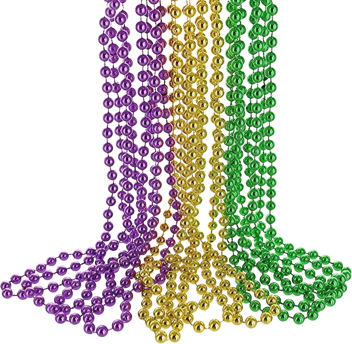 Kleurige Kralen Kettingen voor Feestelijke Evenementen, Glitter Plastic Mardi Gras Kralen, Perfect voor Kostuums en Feestjes, 15 Stuks