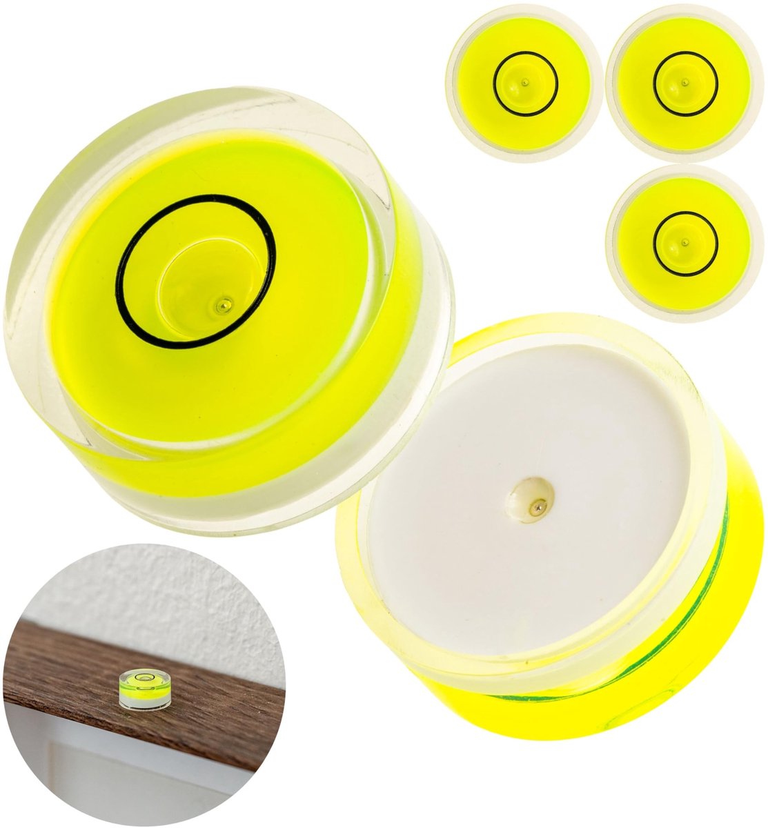Ronde libellenset, 5 stuks, met een diameter van 15 mm, waterpas zonder opschrift, waterweegschaal, cirkelnivellering - ShopVlot