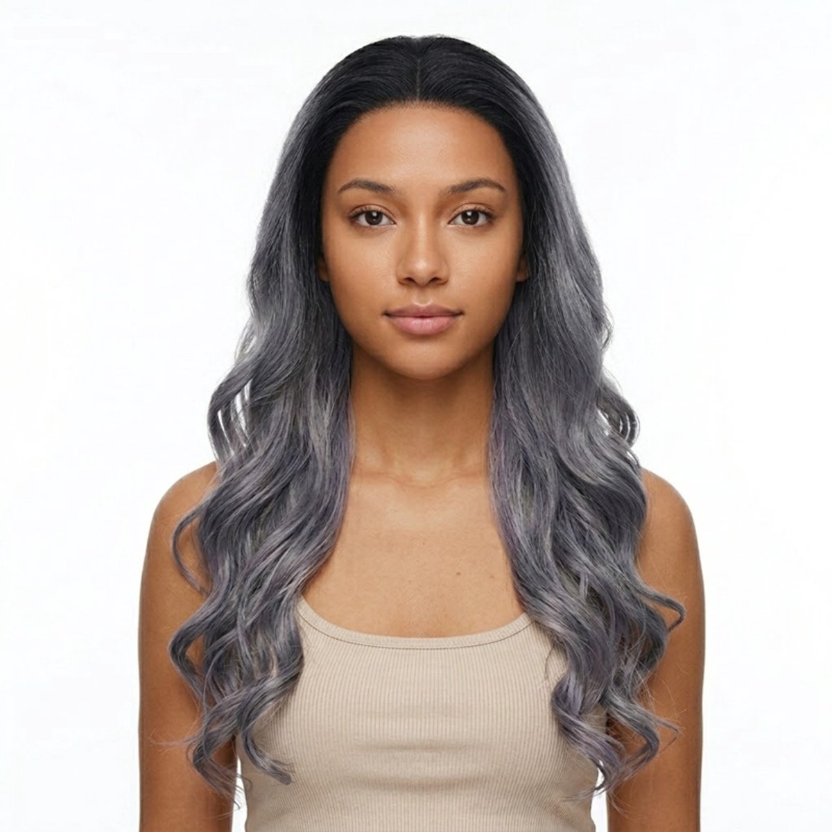 K&C Synthetische Lace Front Pruik - Rihana (Zilvergrijs balayage)
