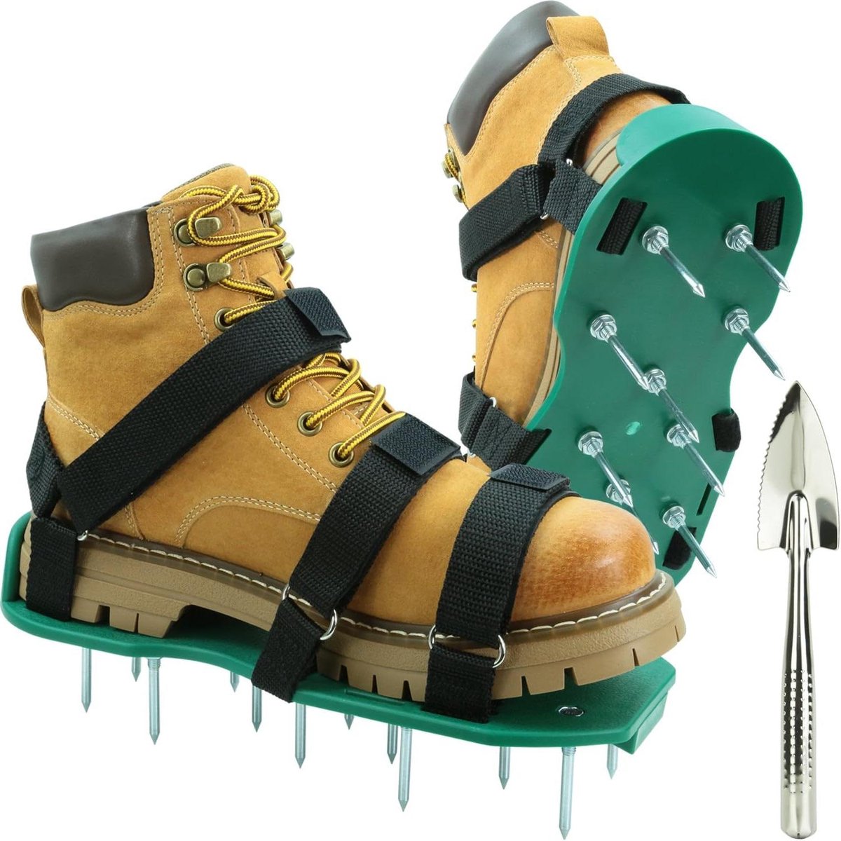 Gazonbeluchter Schoenen - Nagelschoenen Tuin - Gazon Onderhoud - Verstelbare Klittenband - 32 x 14 x 12 cm - Groen
