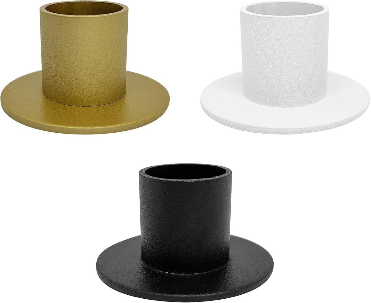 Kandelaartjes - Rond - Goud - Gecoat Smeedijzer - Voor Kaarsen tot 2,2 cm