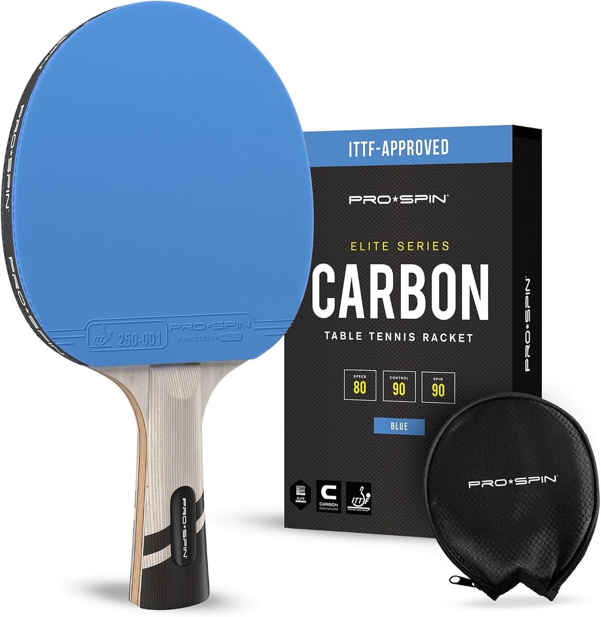 Tafeltennisbatje - Blauw - 7-laags - Carbon met Professioneel Rubber - Voor Beginners en Gevorderden