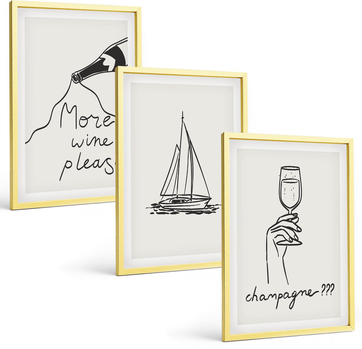 Coloray 3-Delige Schilderij Set - Minimalistische Boho Abstracte Patronen En Letters - 40 x 40 cm En 40 x 60 cm - Wanddecoratie - Moderne Interieurdecoratie - Moderne Wanddecoratie