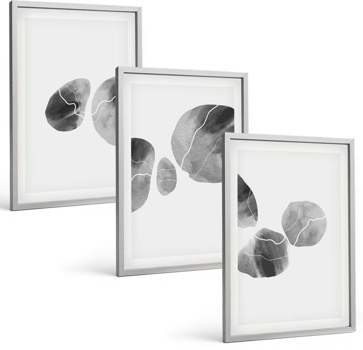 Coloray 3-Delige Schilderij Set - Abstracte Minimalistische Schilderkunst Met Verfvlekken - 40 x 60 cm - Wanddecoratie - Moderne Interieurdecoratie - Stijlvolle Muurdecoratie