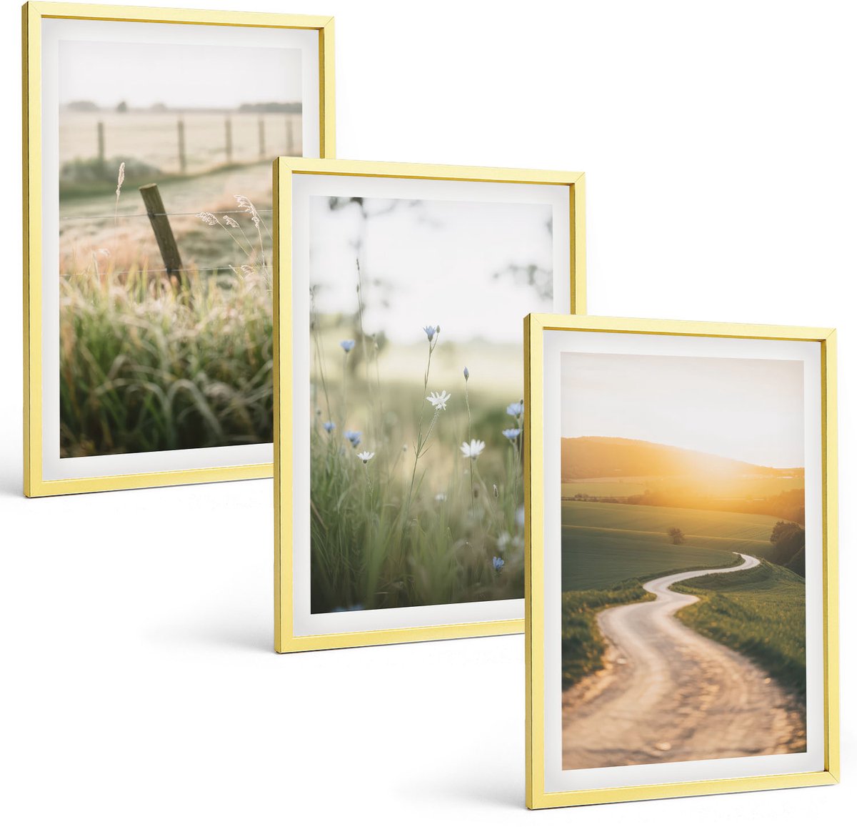 Coloray 3-Delige Schilderij Set - Vakantielandschappen Met Palmbomen En Een Waterval - 40 x 40 cm En 40 x 60 cm - Wanddecoratie - Muurdecoratie - Moderne Interieurdecoratie - Decoratieve Schilderijen