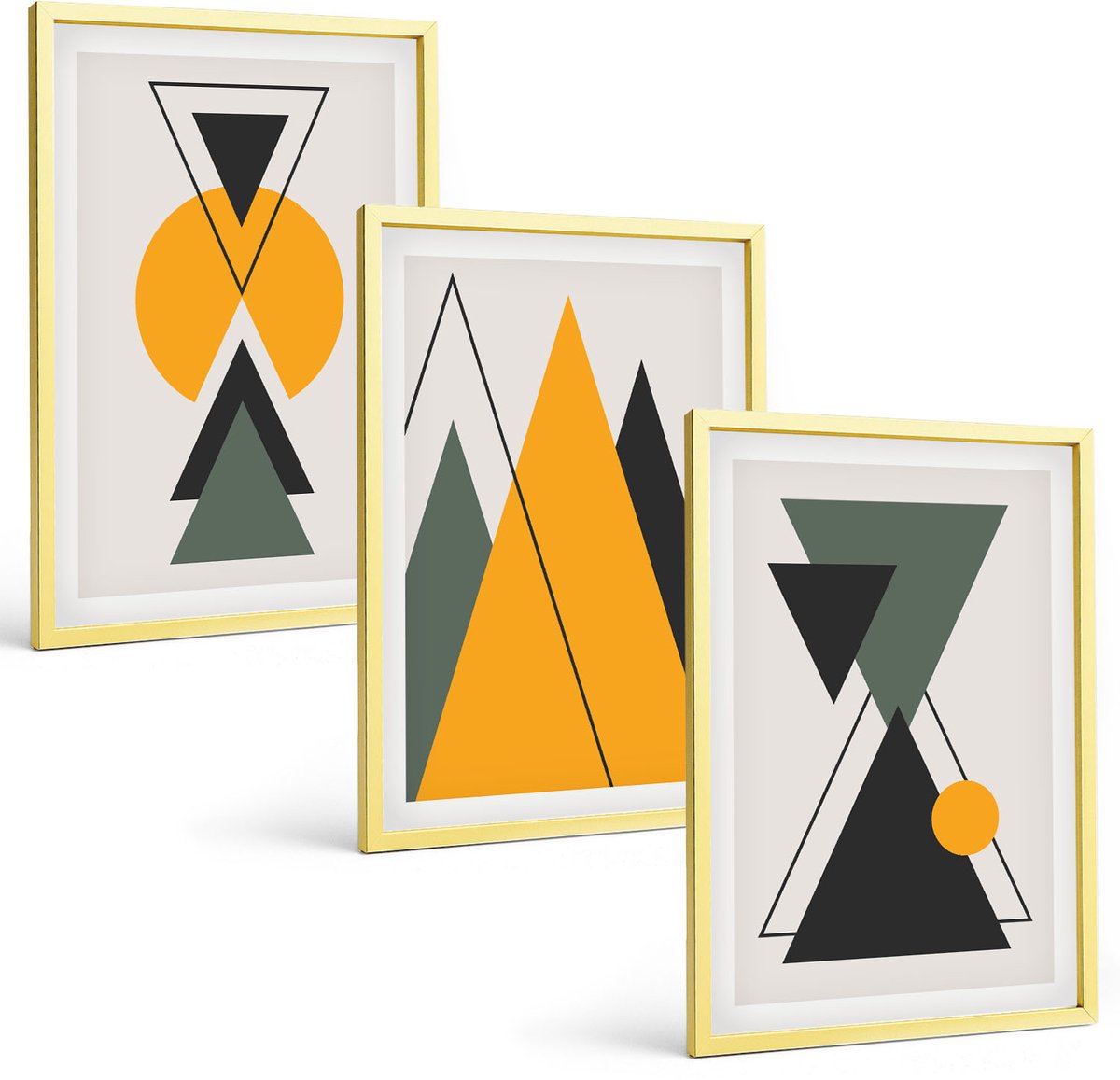 Coloray 3-Delige Schilderij Set - Natuurlandschappen Met Velden En Paden In De Zon. - 40 x 40 cm En 40 x 60 cm - Muurdecoratie - Schilderijen Set - Woonkamer