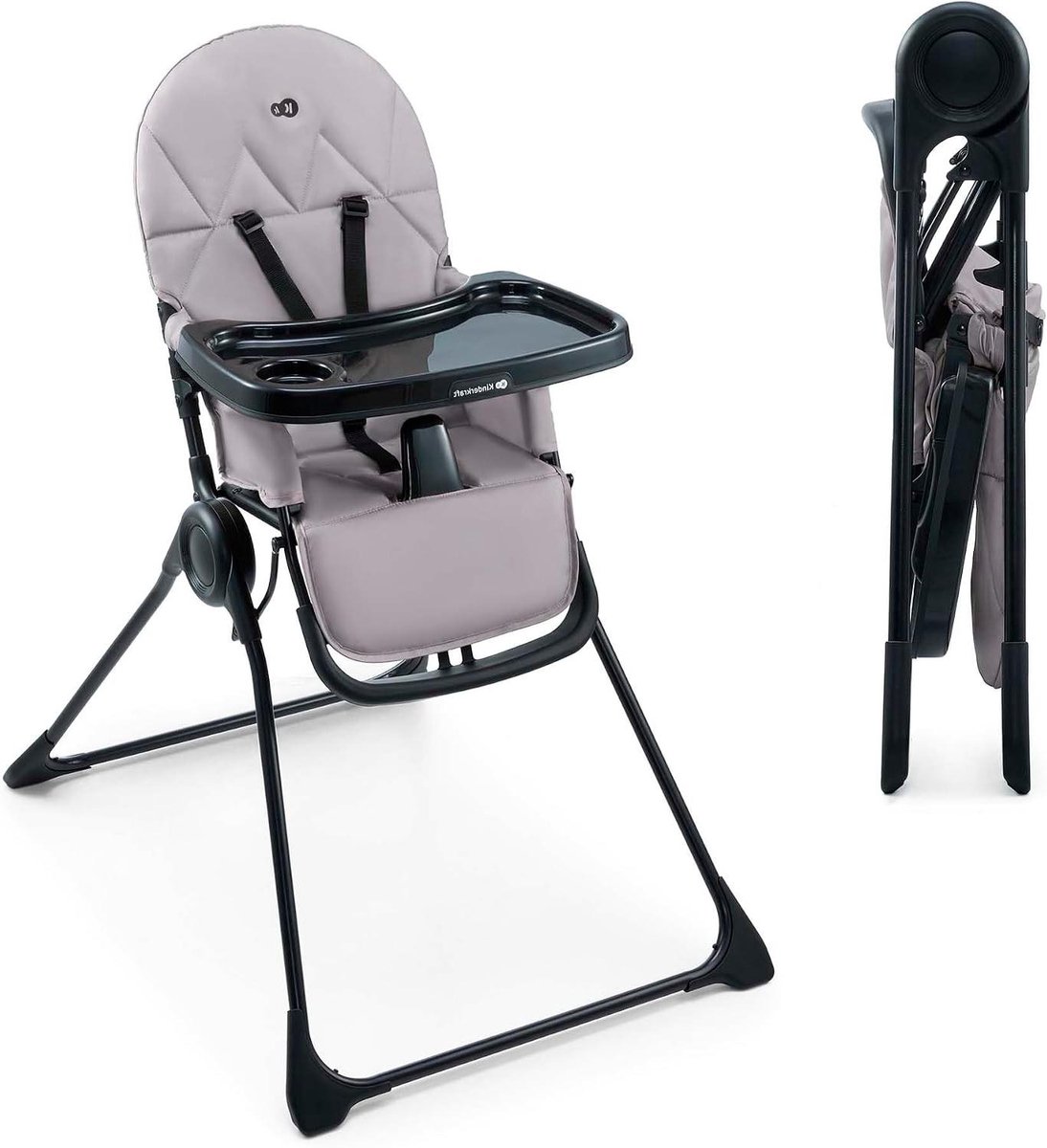 Kinderstoel - Eetstoel Baby - Veilig Eten - Compact Opvouwbaar - 5 kg - Grijs