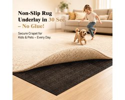 LUSEE Antislip Onderlegmat Tapijt, Snijbaar Tapijtpad 150x220 cm, Zwart - ShopVlot