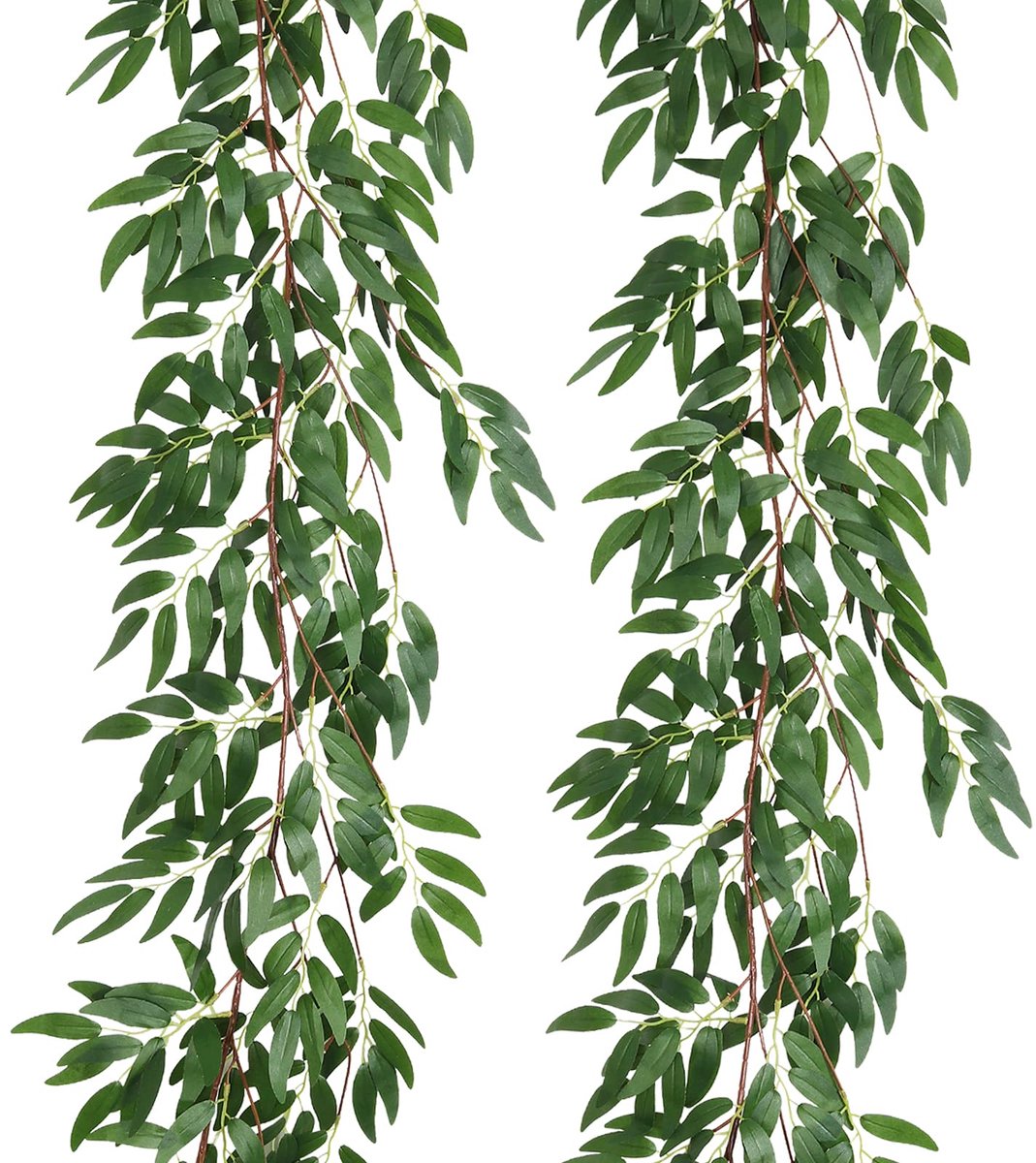 RECUTMS 2 stuks nep-wilgenbladeren wijnstokken 15 cm kunstmatige hangende groene slinger faux klimop twijgen planten - ShopVlot