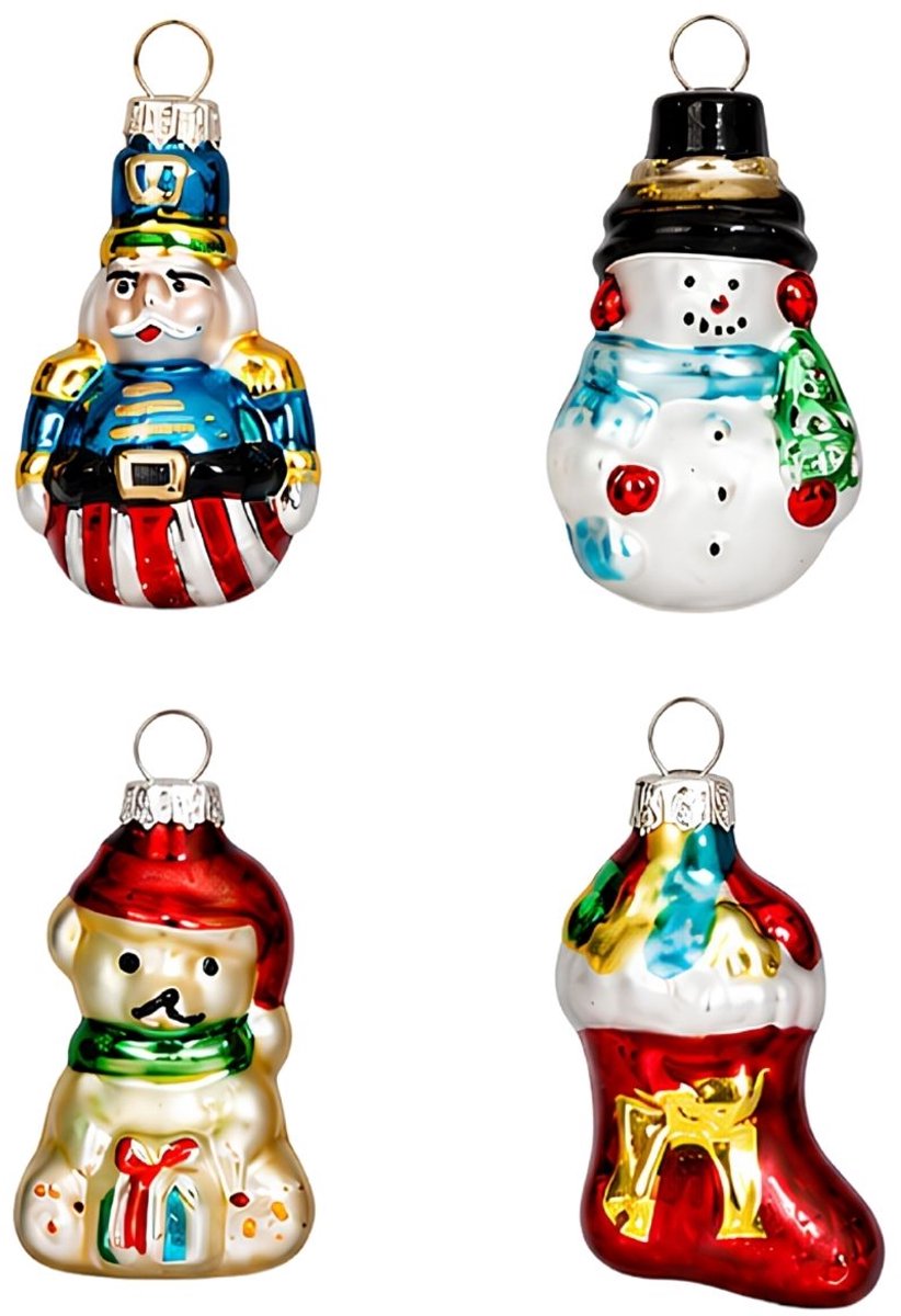 Mica Decorations Kerstballen Set van 20 Stuks - Kerstversiering voor de Kerstboom - Glazen Kerstornamenten met Klassieke Kerstfiguren - Kersthangers 3,5 cm - Groen – foto 3