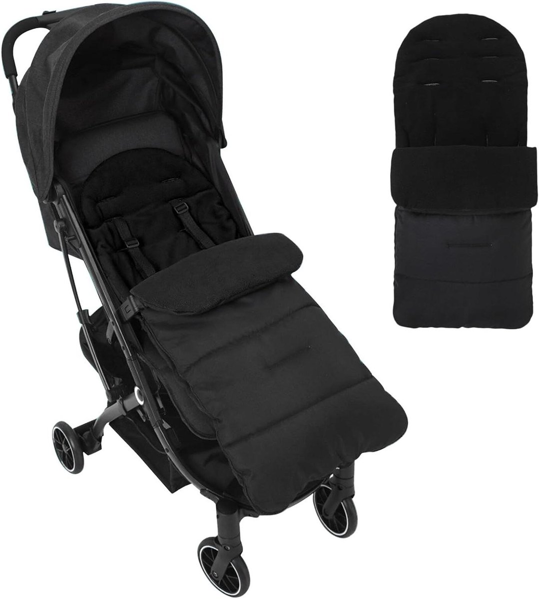 Universele Voetenzak - Kinderwagen Zak - Warm Blijven - Waterdicht Oxford Stof - 80 cm - Zwart