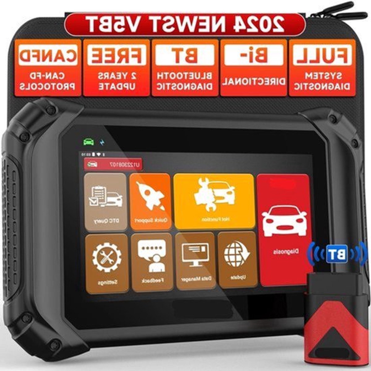 OBD2 Diagnose Scanner – Autodiagnose Tool – Foutcode Lezer – Auto Scanner – Bluetooth Draadloos – 7-Inch Touchscreen – Android Systeem