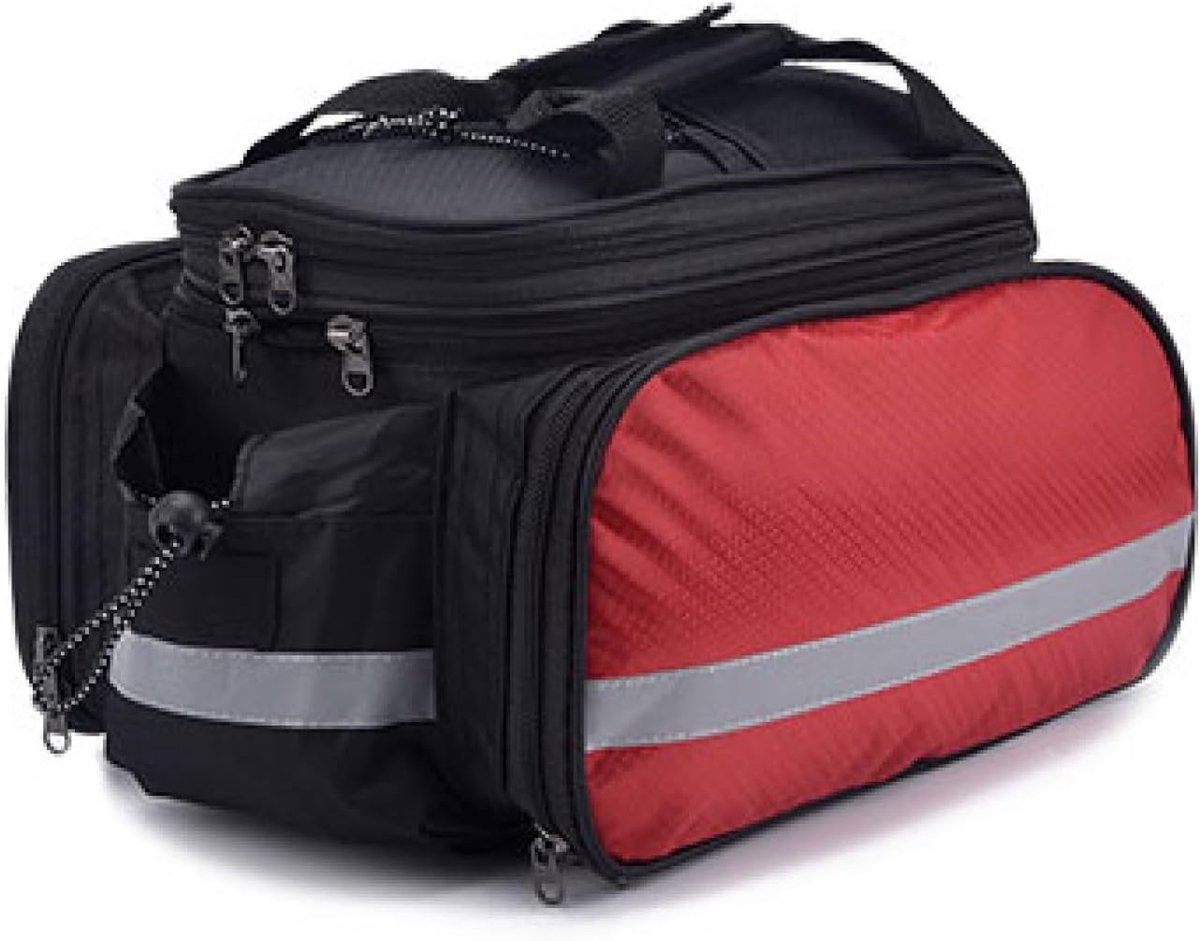 Achter tandstang, opbergtas voor fiets, achtertas voor fiets, fietstas achter van Oxford-stof, 27 liter (rood)