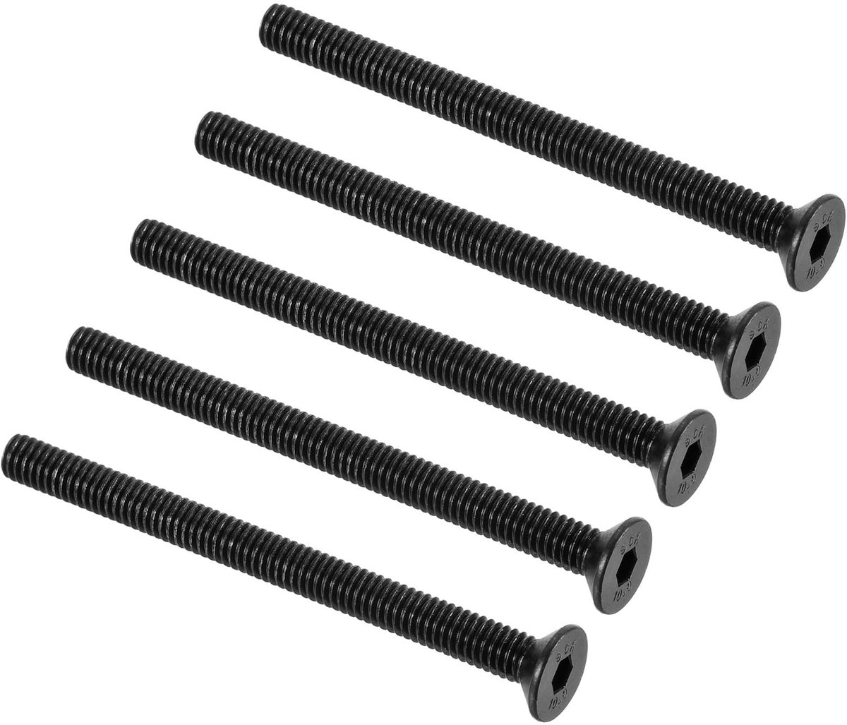 M4 x 50 mm Hex socket platte kop verzonken schroeven x 20 st. 10,9 gelegeerd staal sokkel kop kap schroeven voor machines en meubels, [zwart]