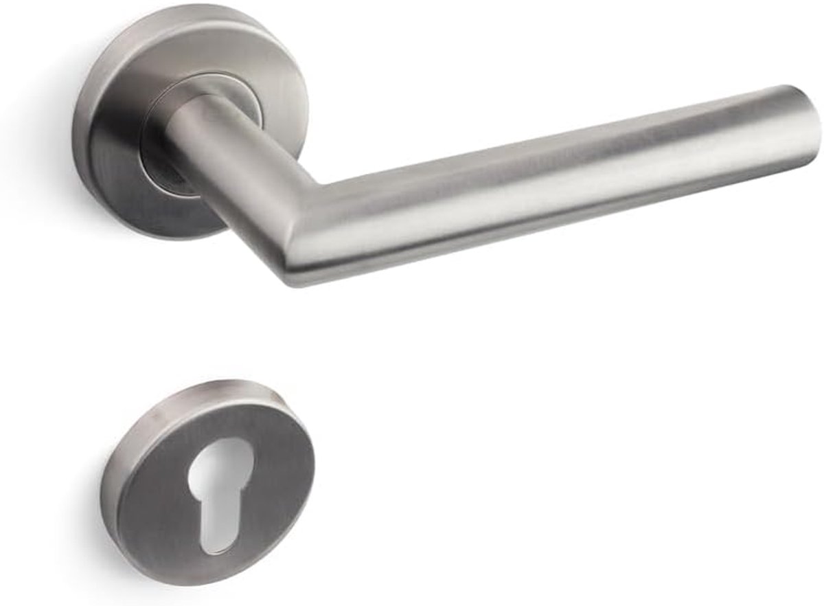 Binnendeurgrepen met aparte rozetten, profielcilinder | KUGA Binnendeurgreepset van roestvrij staal standaard rozet rond 40-62 mm design roestvrij staal