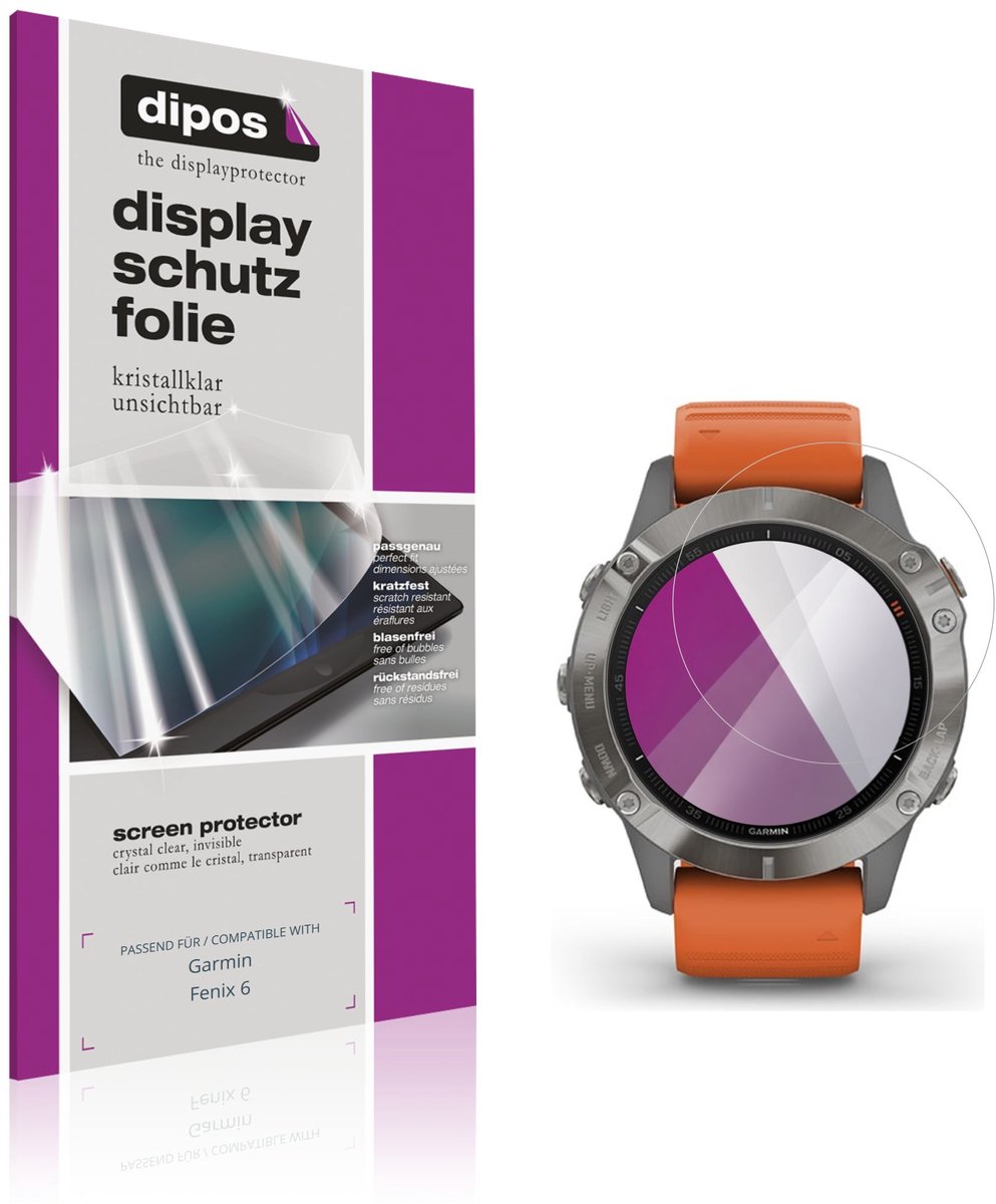 dipos – 6x Beschermfolie geschikt voor Garmin Fenix 6 | Krasbestendige & heldere Screenprotector Ultra-Thin