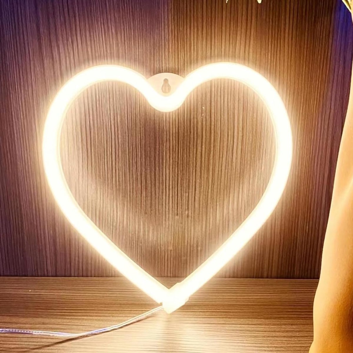 LED Neon Hartteken, Liefde Harten Neon Licht voor Meisjes Roze Kamer Slaapkamer Dorm Decor, USB of Batterij - ShopVlot
