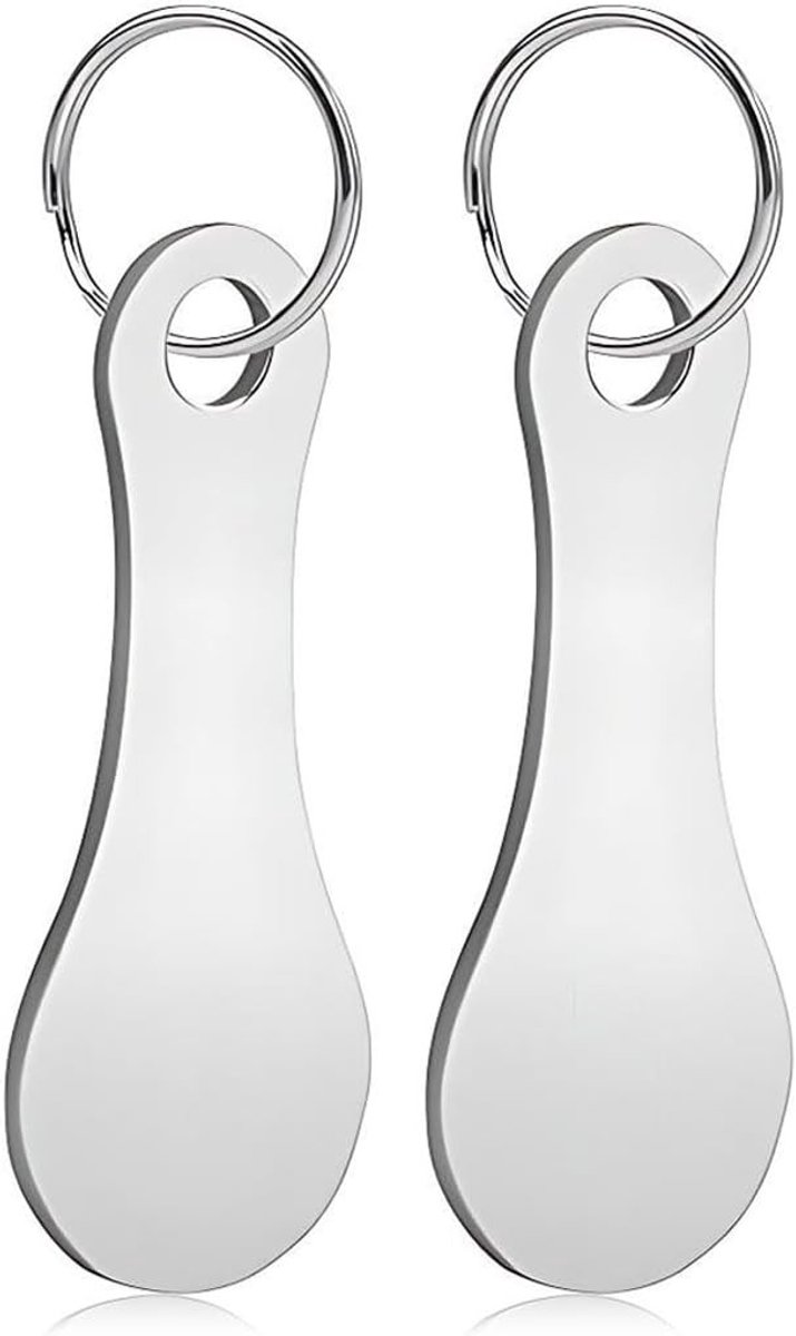 Set van 2 RVS Trolley Ontgrendel Sleutels met Verwijderbare Chip voor Winkelwagentjes, Handige Ontgrendel Tool voor Boodschappen en Winkelen (2.2 x 5.5cm)