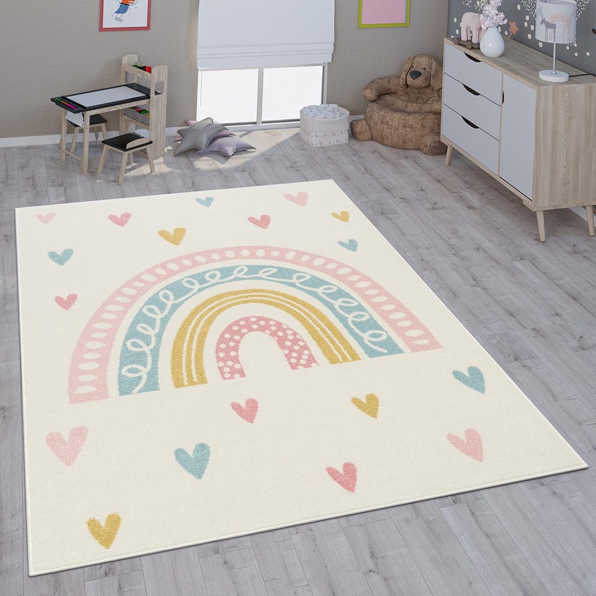 Home Kindertapijt Vloerkleed voor de kinderkamer Vloerkleed Kinderkamer Meisjes Jongens Verschillende Motieven En Formaten, Maat:120x160 cm, Kleur:Grijs 4