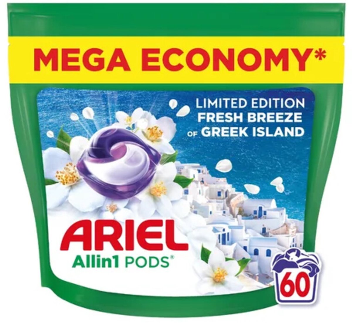 Ariel - Wasmiddel Pods All in 1 Touch Of Lenor Breeze of Greek Island - 2 x 60 stuks - Voordeelverpakking