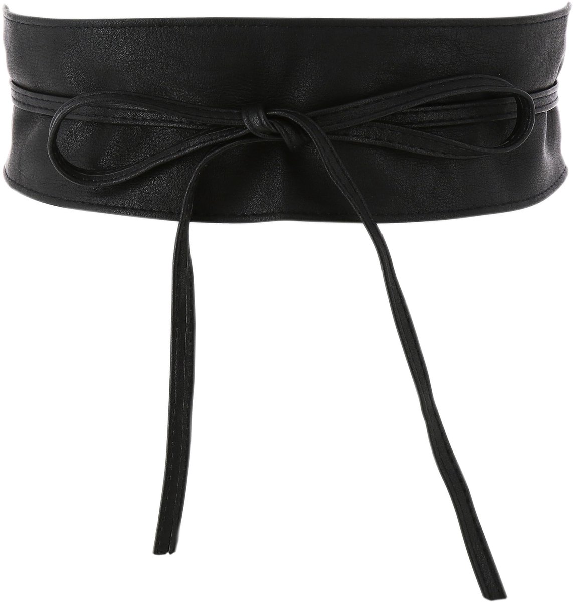 FASHIONGEN - Dames Obi Riem, Brede Obi Riem, Poylurethaan imitatieleer, hoge kwaliteit, MICA - Zwart, S-M - ShopVlot