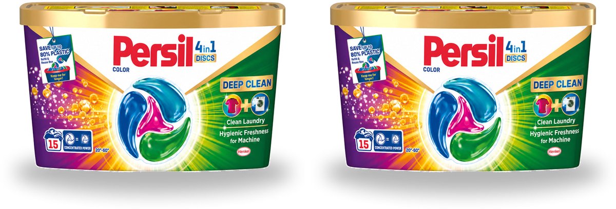 2 x Persil - Wasmiddel - Wasmiddelcapsules Discs Gekleurde Was - Voor Gekleurde Was - 15 wasbeurten - Bulkverpakking - 2 stuks