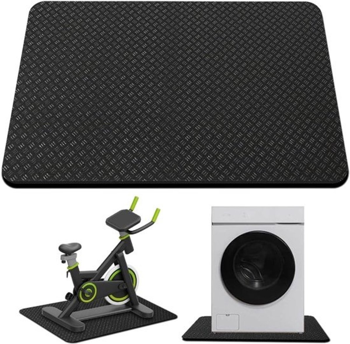 Antitrillingsmat - Mat voor apparaten - Stabiliseert apparaten - Dubbelzijdig reliëf - 60 x 60 cm - Zwart