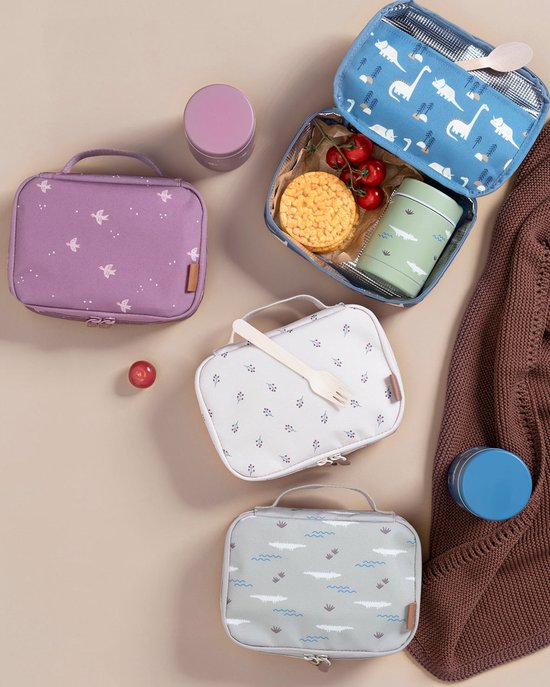 Fresk Kleine Koeltas Kind 2.5 L– Lunchtas Meisjes - Thermische Lunch Koeltas - Met Bestekvak - Waterafstotende Lunchtas - Ecru - Berries van Fresk — afbeelding 4