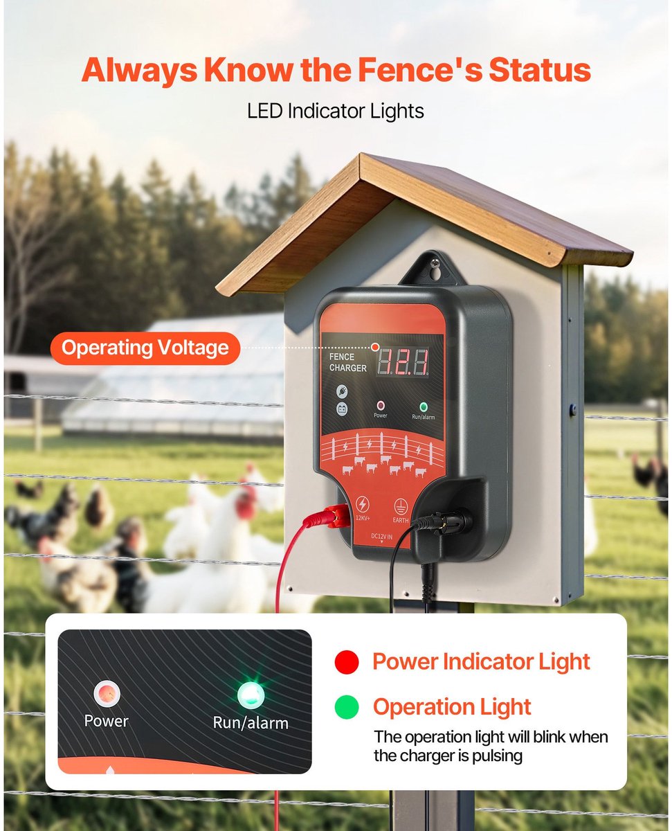 Elektrische afrasteringslader-10 kV 3 J-AC/DC elektrische afrasteringsgenerator met LED-indicator-bereik van 3 km-krachtige stekkerlader voor afrastering-voorkomt dat wilde dieren vee en pluimvee binnendringen