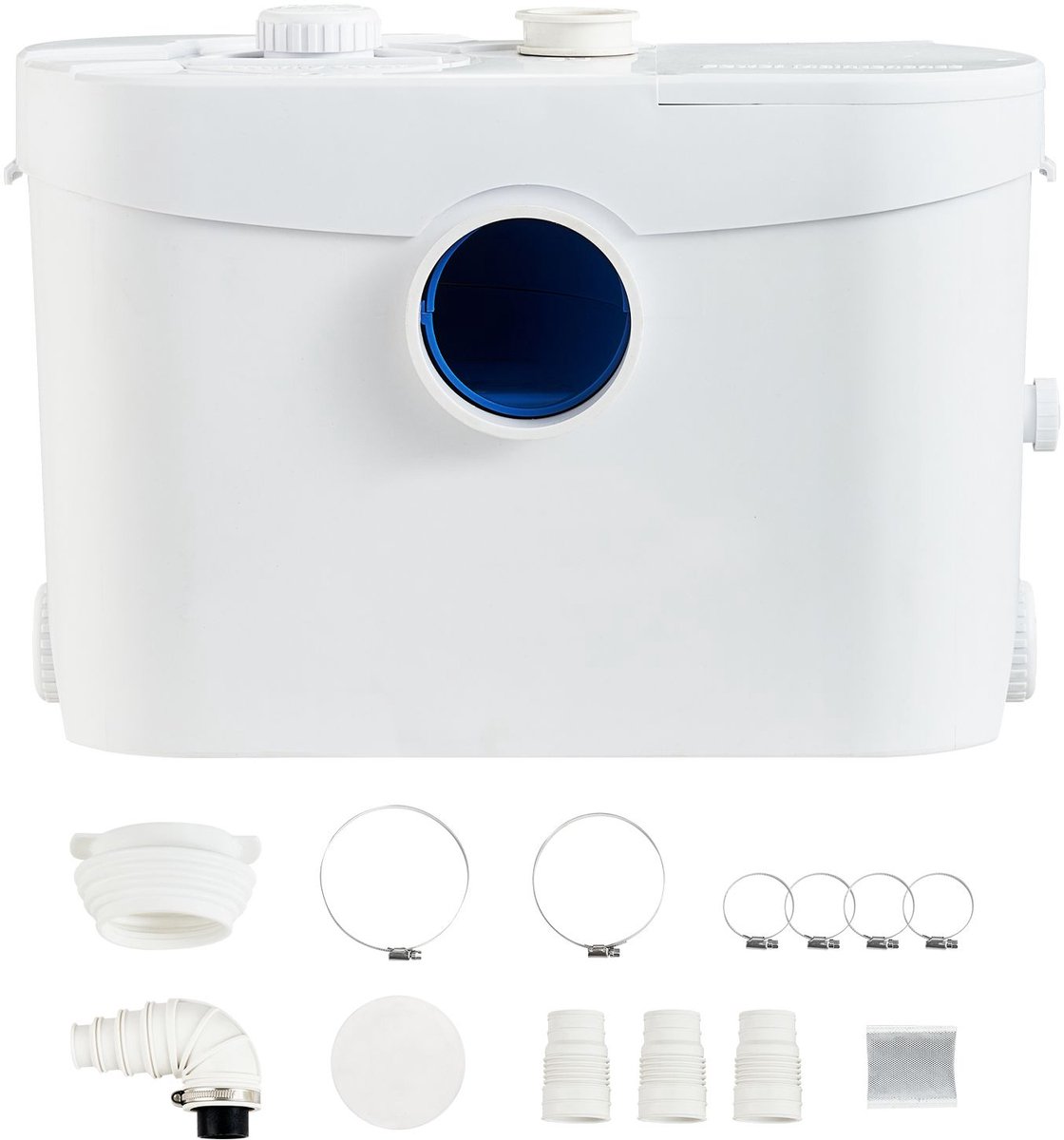 Vermalerpomp, 700W, 9600 l/u debiet, 10 m opvoerhoogte, vermalerpomp voor afvalwater met 3 waterinlaten voor toilet, kelder, keuken, gootsteen, douche en badkuip.