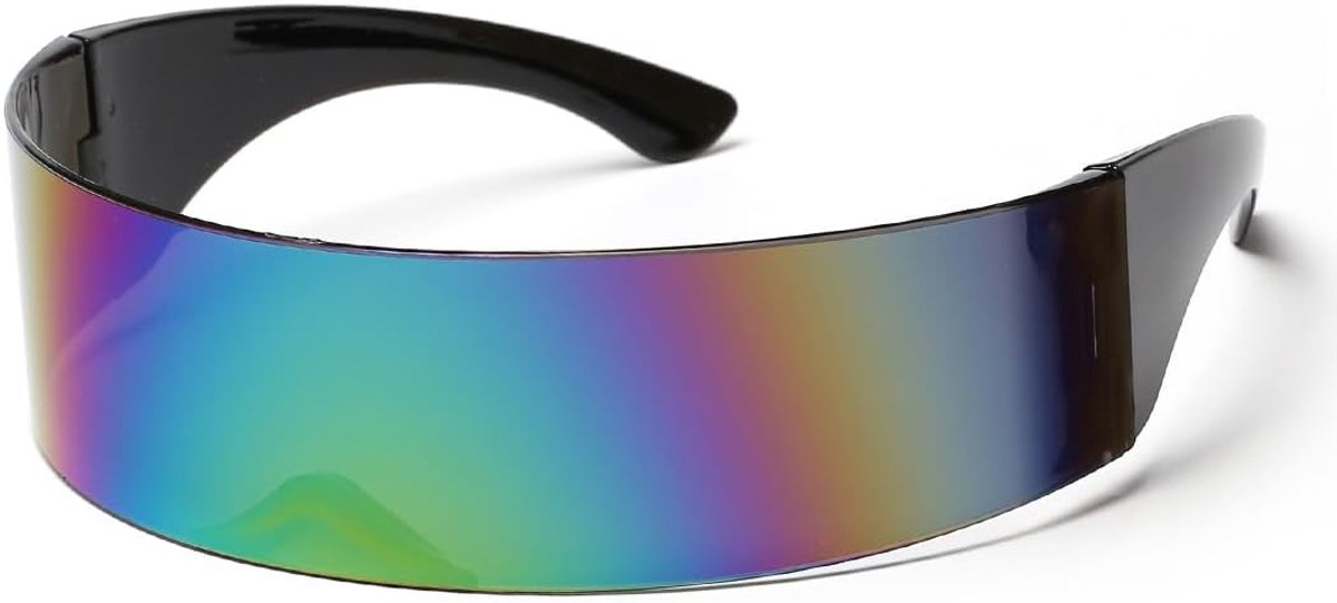 Futuristische smalle Zyklop zonnebril, gekleurde snelle bril, Rave, Techno Space Alien bril, gekleurd, futuristische zonnebril voor rollenspel, feest