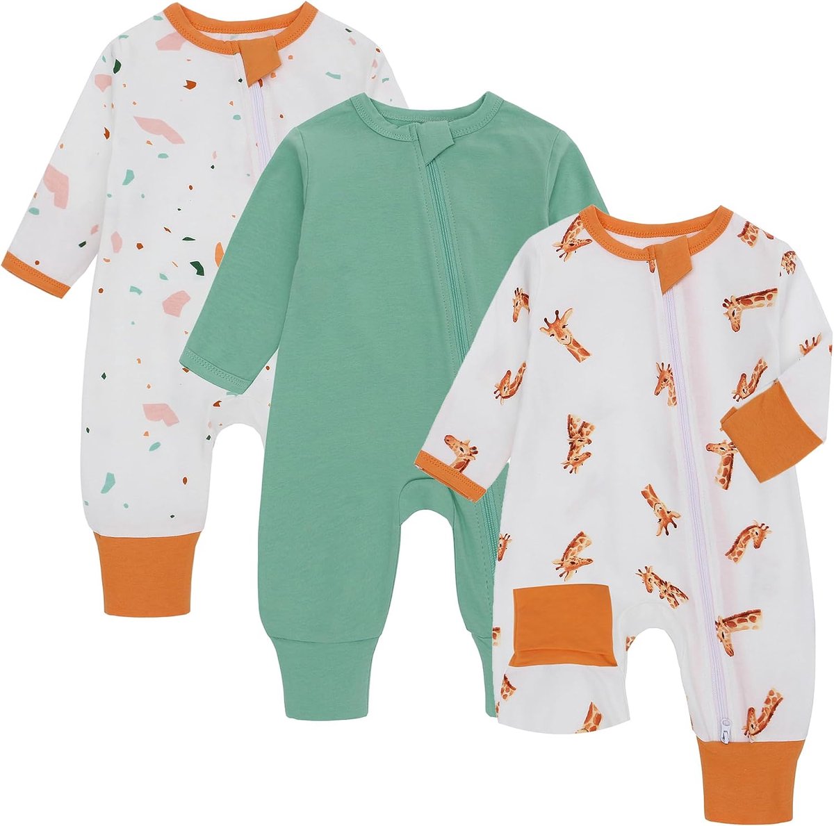 Babyrompertjes voor pasgeborenen, babykleding met lange mouwen, voor baby's van 0-24 maanden, 3 stuks
