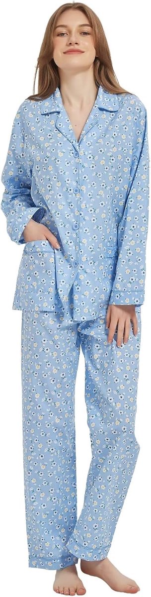 100% Katoen Pyjama Voor Vrouwen Lange Mouw PJS Set Gezellige Button Down Nachtkleding Boyfriend Loungewear S-3XL