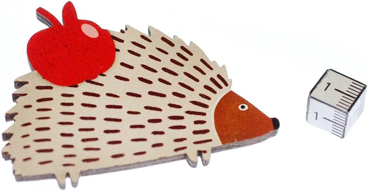 Egel broche tuin wild dier herfst dier hout leuk appel bos kleurrijk - handgemaakt modesieraad I speldje button pins