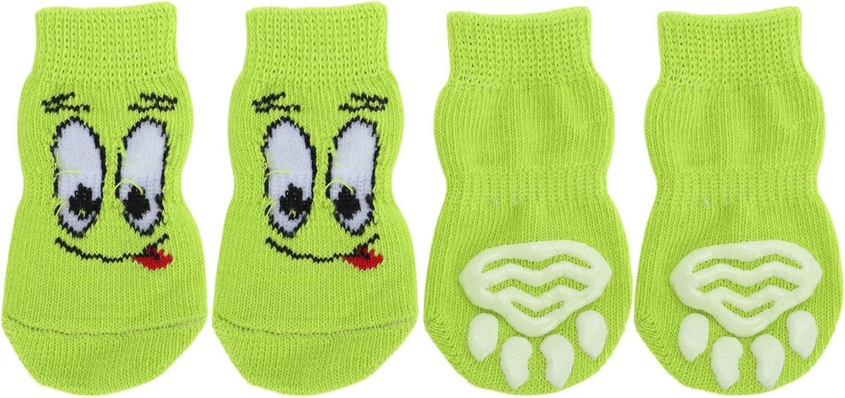 Antislip, oogpatroon, sokken, hond, katten, huisdier, binnensokken, pootbescherming en tractie dankzij siliconengel voor honden en katten, 1 set (4 stuks), klein