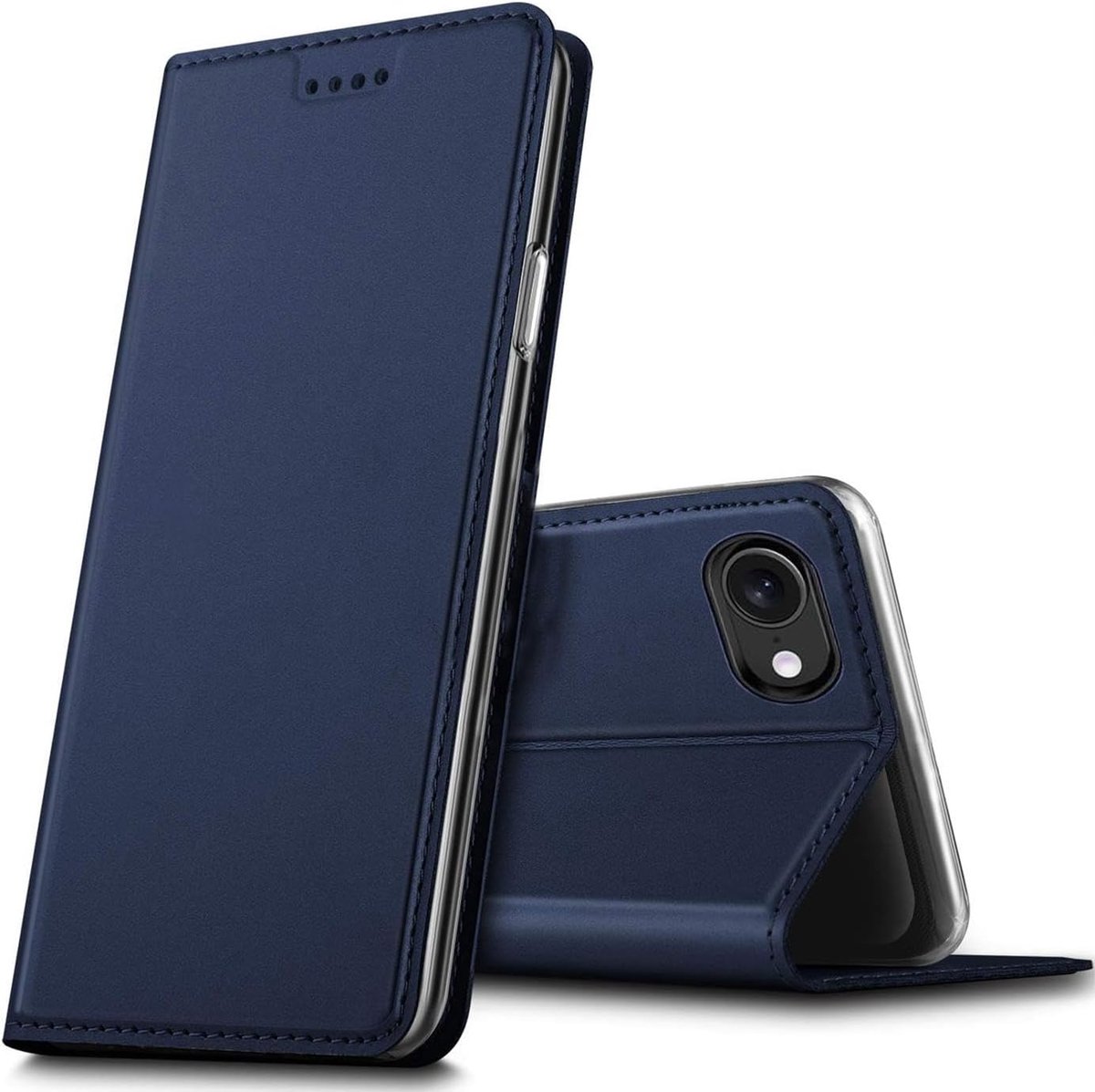 Hoes voor mobiele telefoon voor iPhone 16e, premium mobiele telefoon flipcover voor Apple iPhone 16e hoes 6,1 inch [integr. magneet] bookcase PU lederen tas, blauw