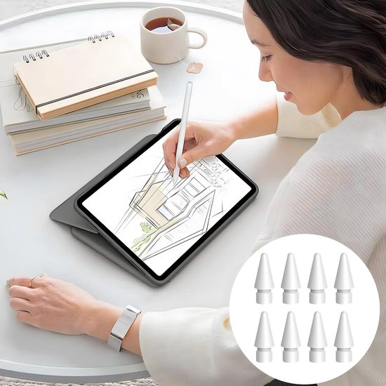 8 stuks punt voor 2e generatie, reserve penpunten Stylus Pen punten zeer gevoelig nauwkeurig slijtvast zacht en hard nauwkeurige controle compatibel 1e & 2e generatie origineel (wit) — afbeelding 4