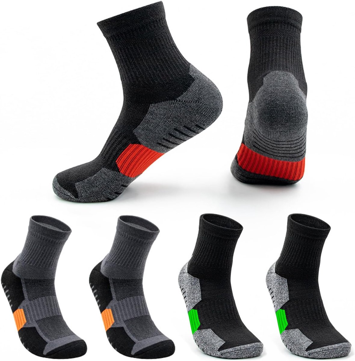 6 paar heren crew sokken casual vochtafvoerende ademende sokken voor sneakers, hardloopsokken voor heren