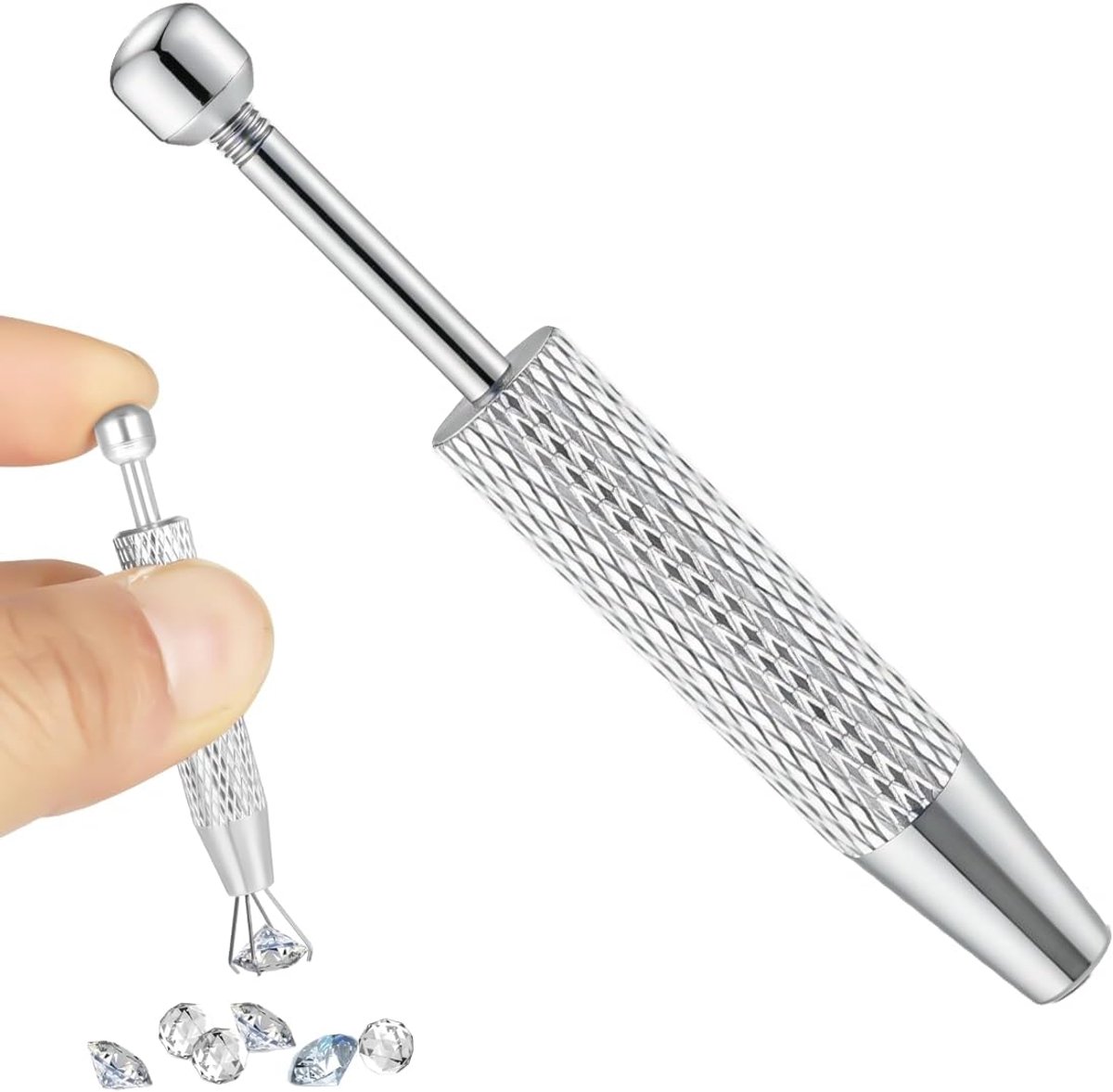 Piercingkogel-opdraaier van roestvrij staal, antislip vierklauw grijper voor sieraden en piercings, zilver, nauwkeurig gereedschap voor het wisselen van piercingballen voor beginners en