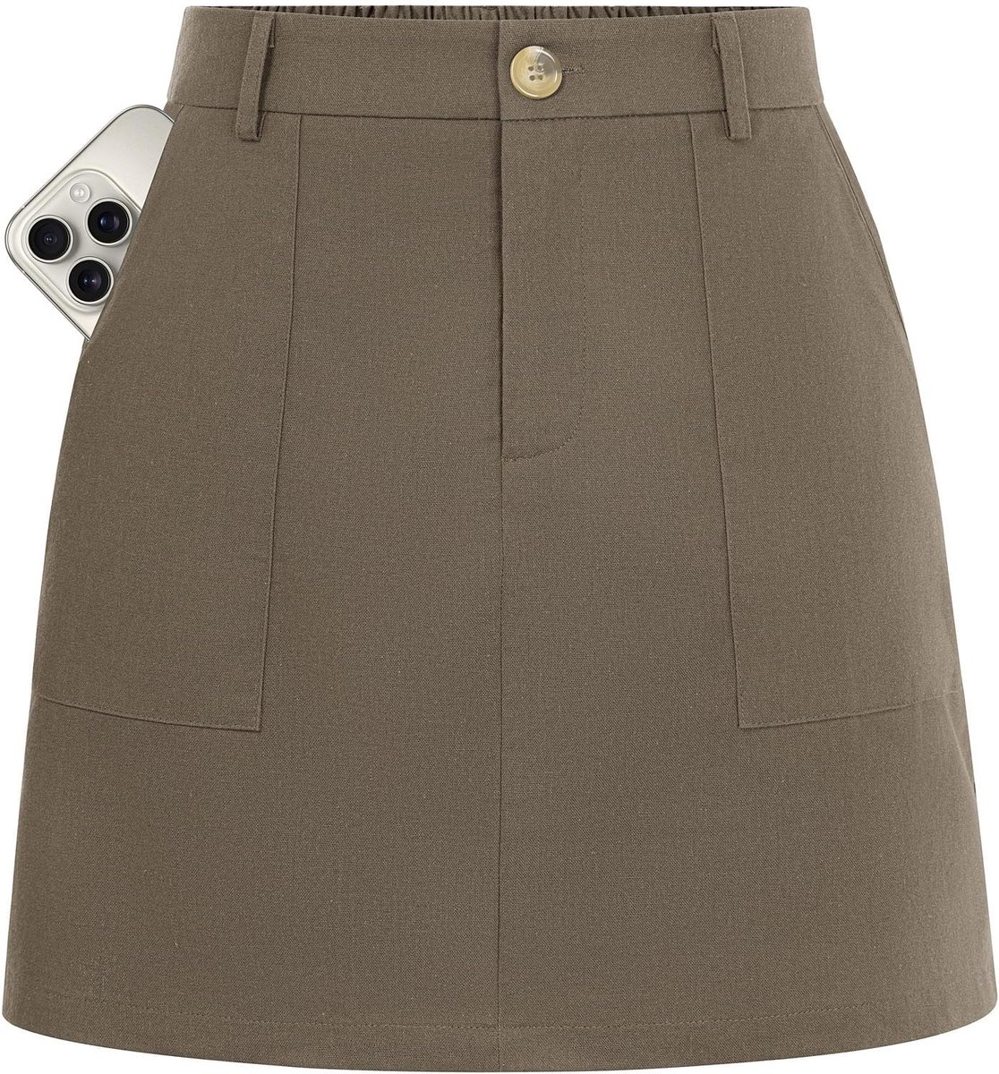 Kasin Linnen zomerminirok voor dames, hoge elastische taille, wikkelrok, casual, korte rok met zak