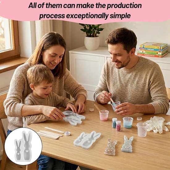 Gietvormen, set van 2 gietvormen, premium doe-het-zelf vormen voor epoxyhars, gips en zeep, nauwkeurige 3D-contouren voor stijlvolle paasdecoratie en geschenken — afbeelding 5