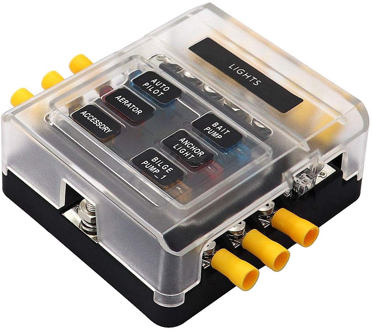 Zekeringhouder voor auto, 6-voudig, 12 V -32 V, zekeringhouder voor boot, camper, caravan, camper, aanhanger, zekeringen, stroomverdeler