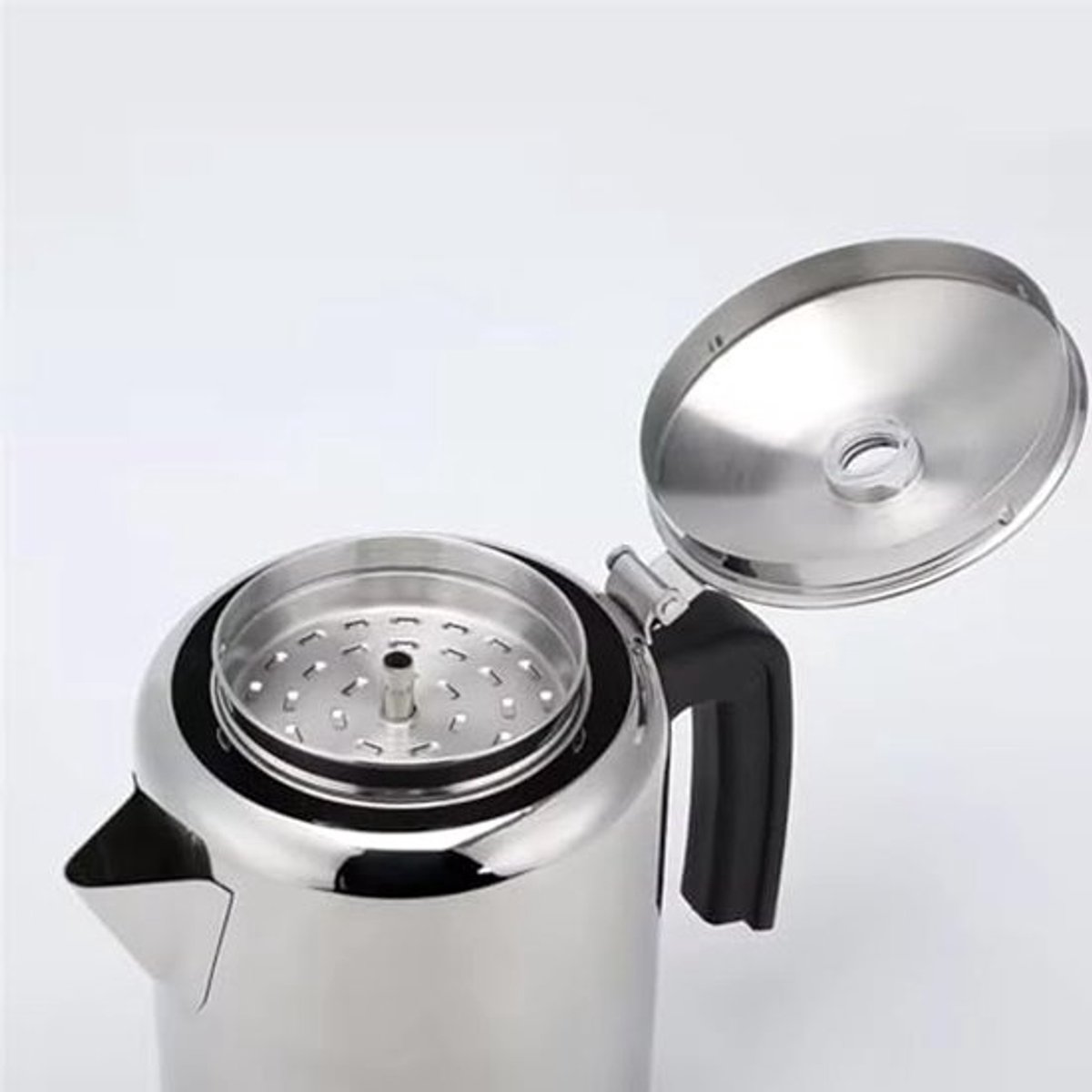 Roestvrijstalen Percolator Koffiepot - 9-kops Kookplaatketel voor Kamperen en Reizen