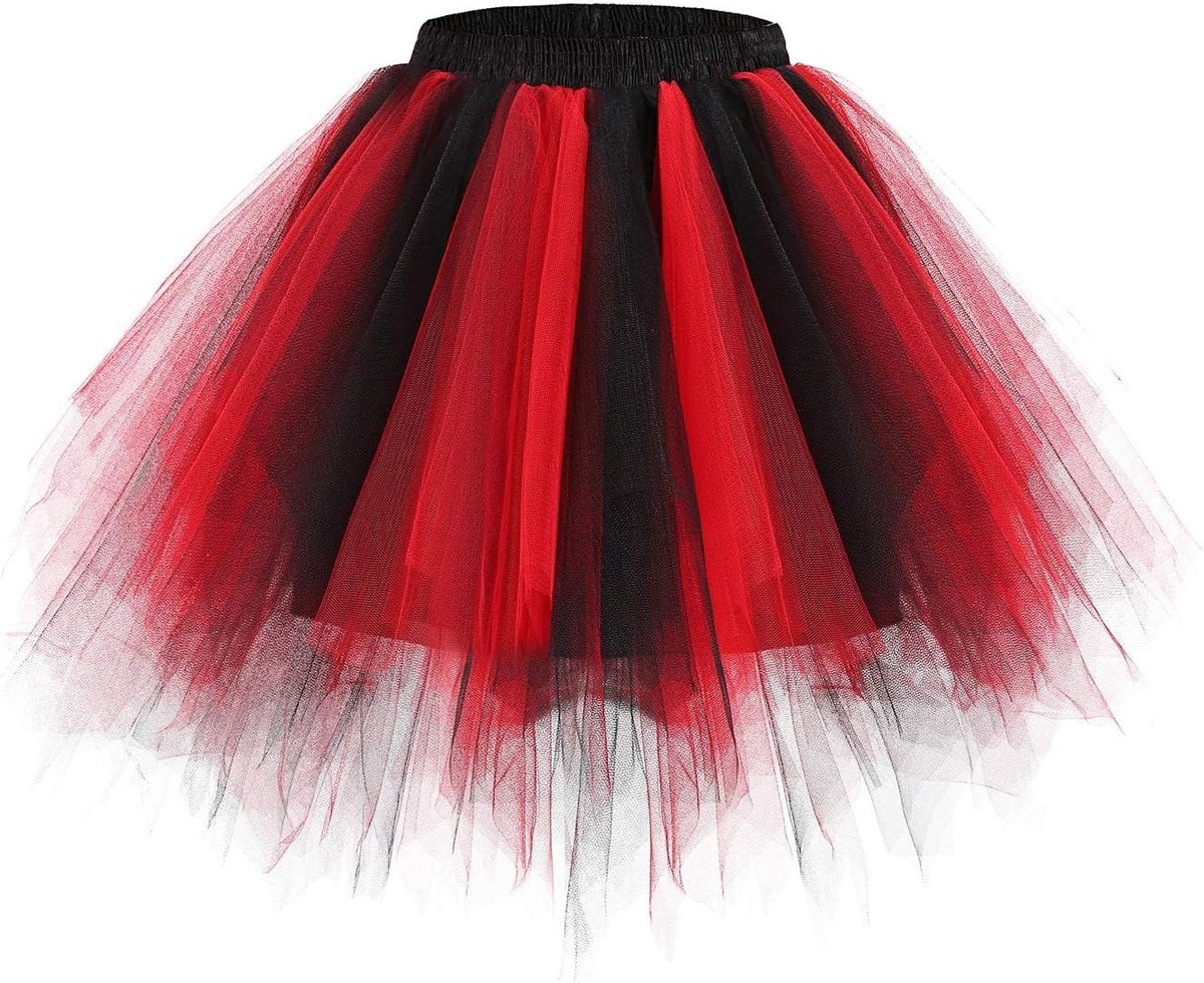 Tule rok voor dames, petticoat, onderrok, kort, tutu, ballet, jaren '50, rockabilly, carnavalskostuum, crinoline