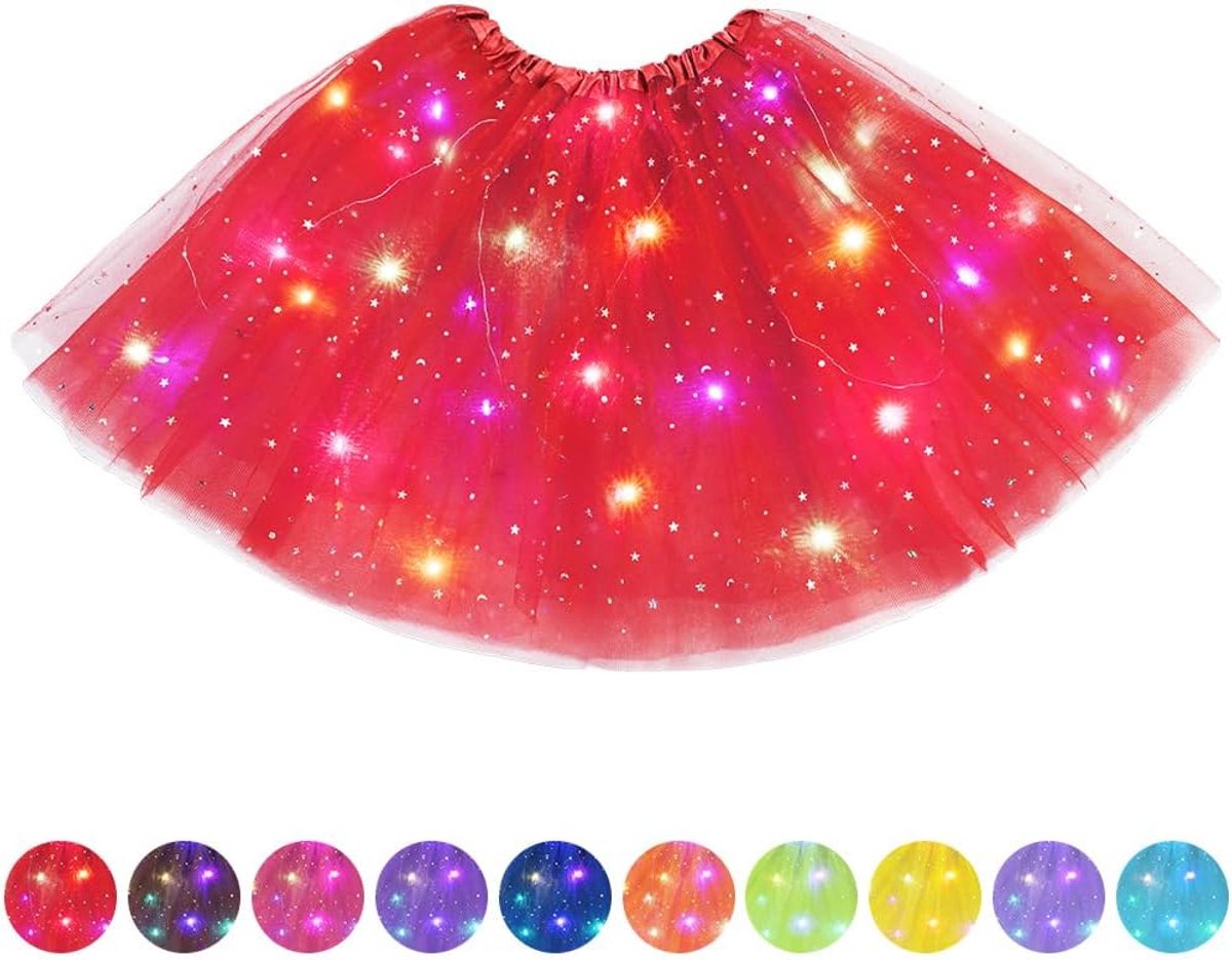 Dames tutu rok met LED-licht, tule tutu rok voor volwassenen, balletdansjurk, mooie elastische Halloween-festivaljurk, carnavalsfeestkostuum